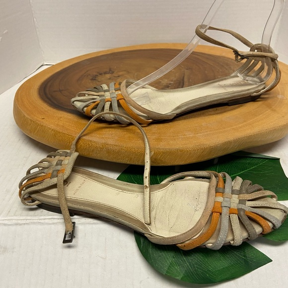 FENDI Leather Multi Color Neutral Multi Strap Ankle Strap Sandals - Picture 2 of 9